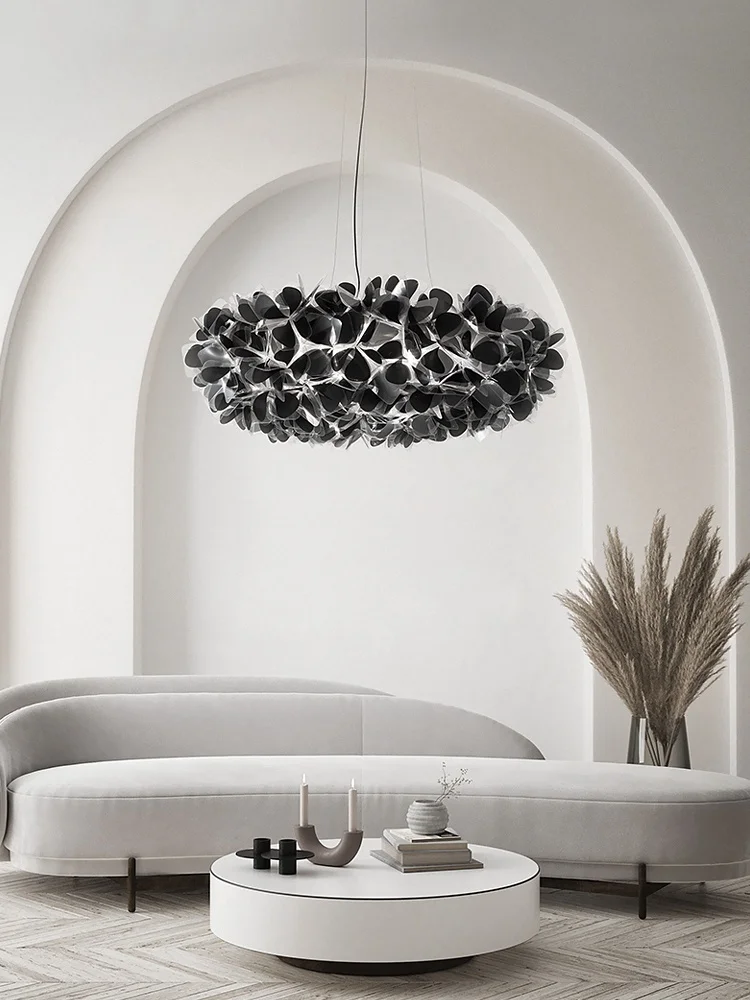 Modern Hanging Ceiling Lamp Chandelier for Living Room Lustre Petal Pendant Chandelier Bedroom Restaurant Black Indoor Lights