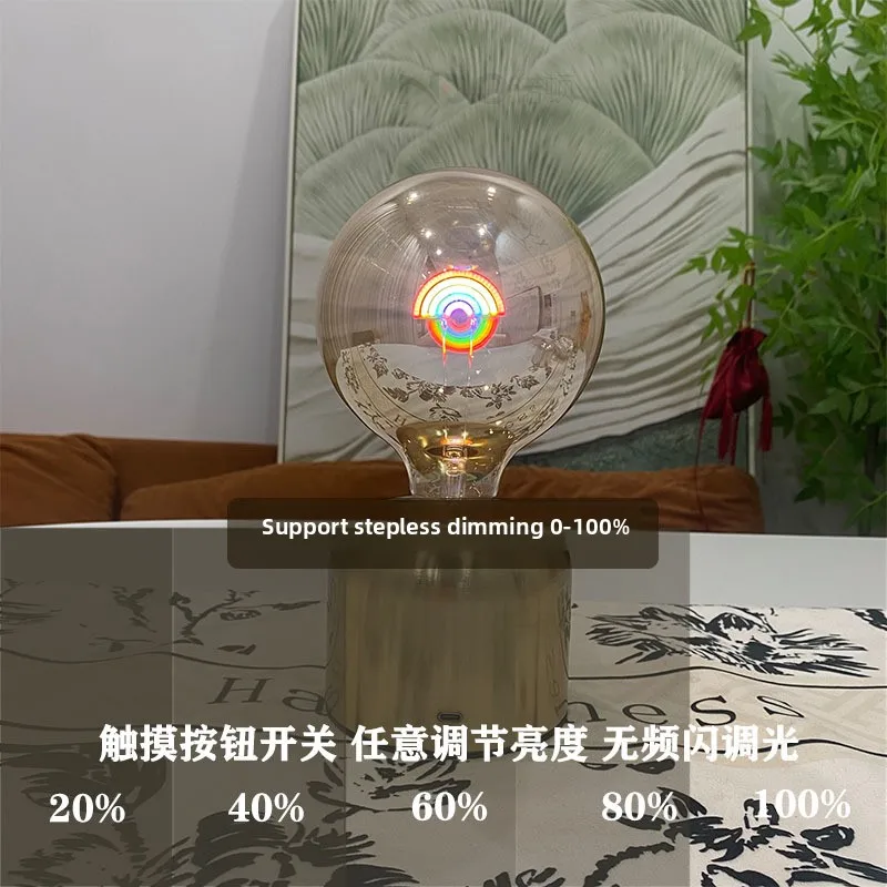 G125 5V Bulb Light Lamp Holder Creative Gift LED Induction Charging Night Light Atmosphere Decoration Ornaments Rainbow Filament