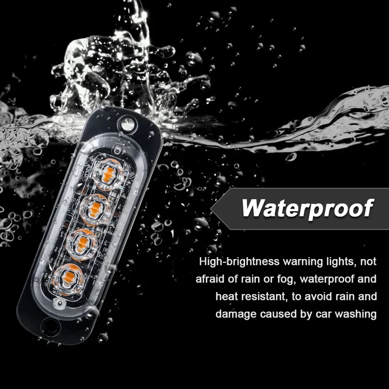 Car Grill Signal light FLASHING Warning Light trailer led lights 4 LED emergency lamp police strobe light TRUCK motorcycle SUV