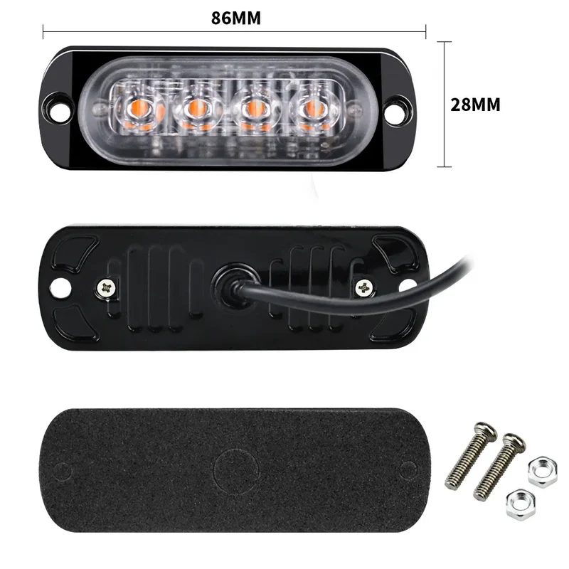 Car Grill Signal light FLASHING Warning Light trailer led lights 4 LED emergency lamp police strobe light TRUCK motorcycle SUV
