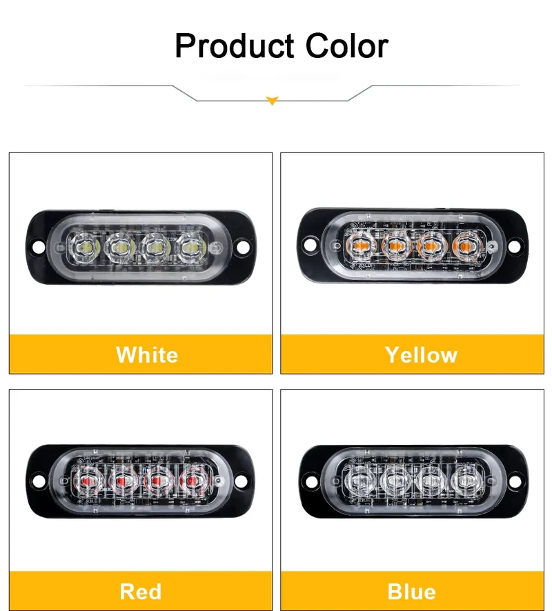 Car Grill Signal light FLASHING Warning Light trailer led lights 4 LED emergency lamp police strobe light TRUCK motorcycle SUV