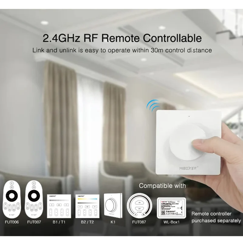 Miboxer TRI-C1 AC Triac Dimmer Single Color Controller 110-220V Push Dim Wall WiFi PWM RF Voice Control For Filament Lamp