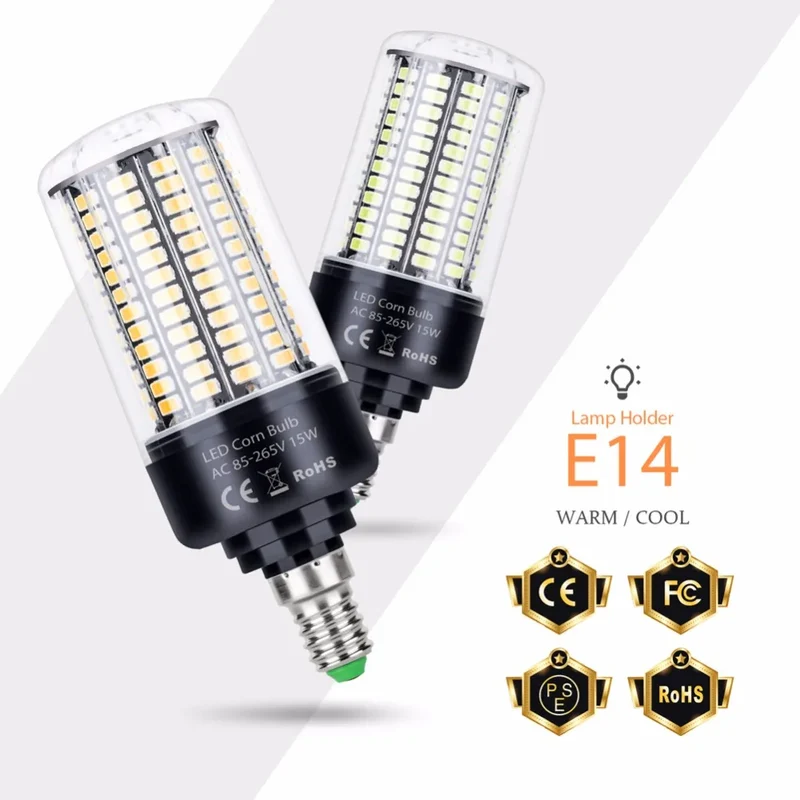LED E27 High Lumen Candle Lamp E14 Power LED Corn Light 28 40 72 108 132 156 189leds AC 85-265V Smart IC LED Bulb Pendant Lights