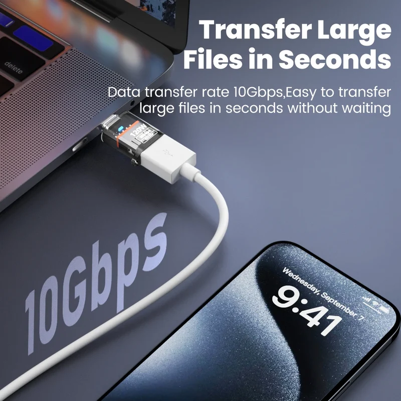 Olaf 120W Type C To USB A OTG Adapter USB 3.2 to Type C Fast Charging Connector For iPhone 15 16 Macbook iPad Huawei P60Xiaomi