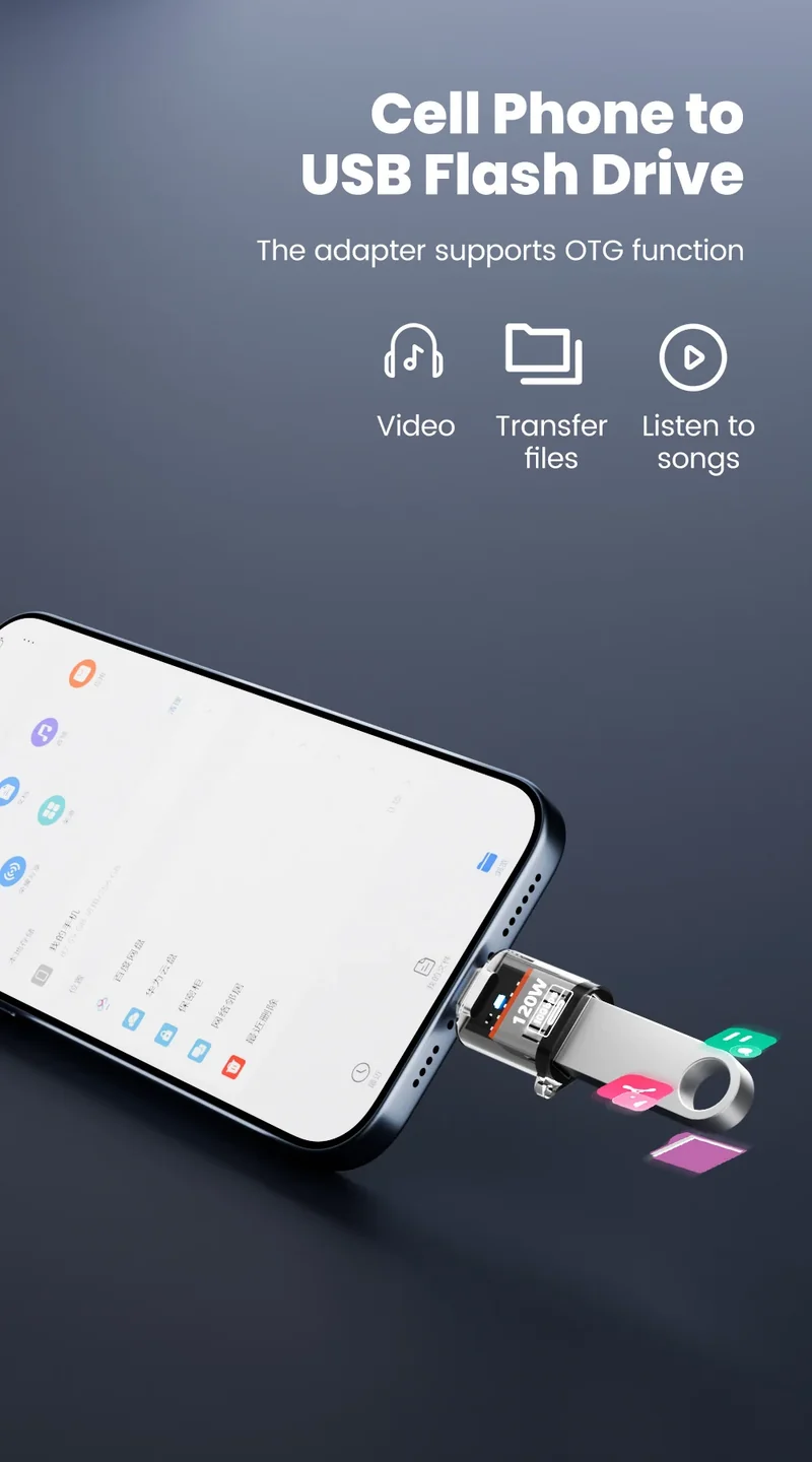 Olaf 120W Type C To USB A OTG Adapter USB 3.2 to Type C Fast Charging Connector For iPhone 15 16 Macbook iPad Huawei P60Xiaomi