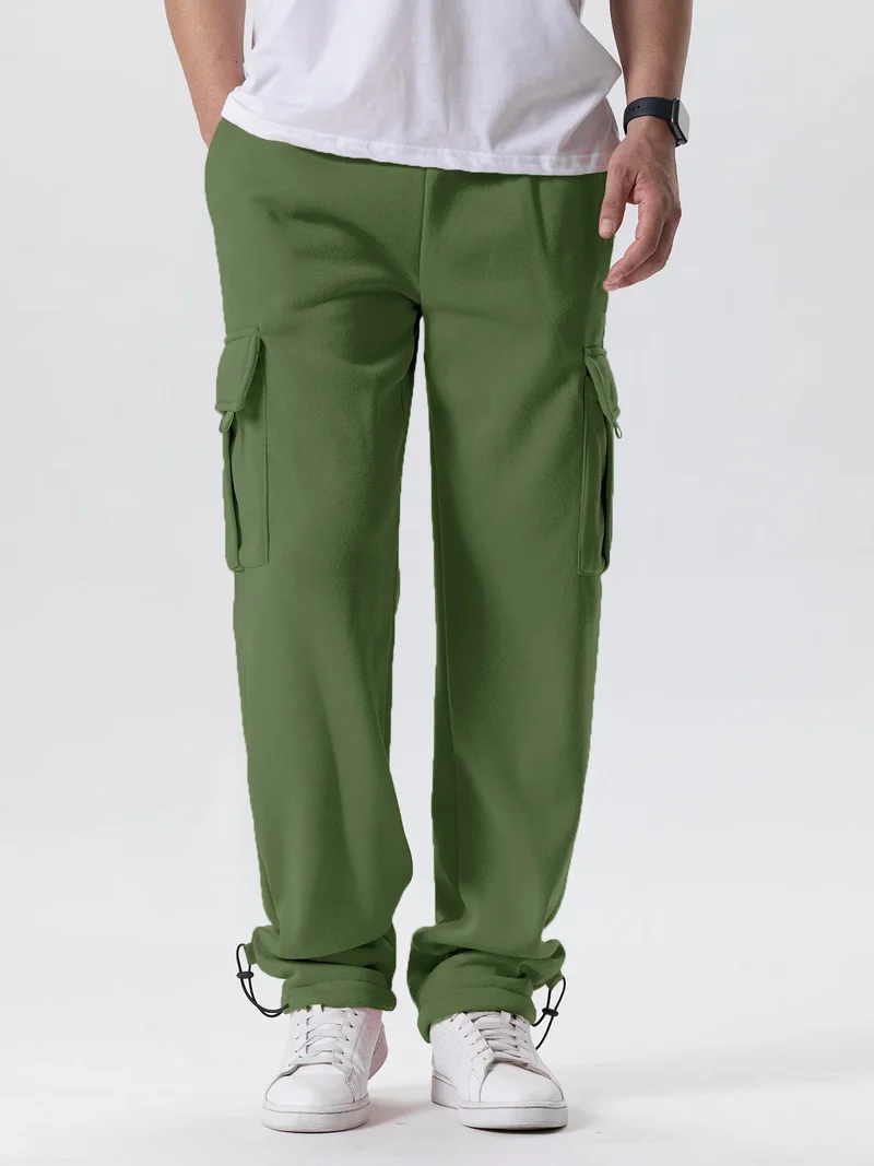 Mens Sweatpants Straight Fit Joggers for Sports and Streetwear Loose Oversized Drawstring Long Pants Men Multi-pocket Pants