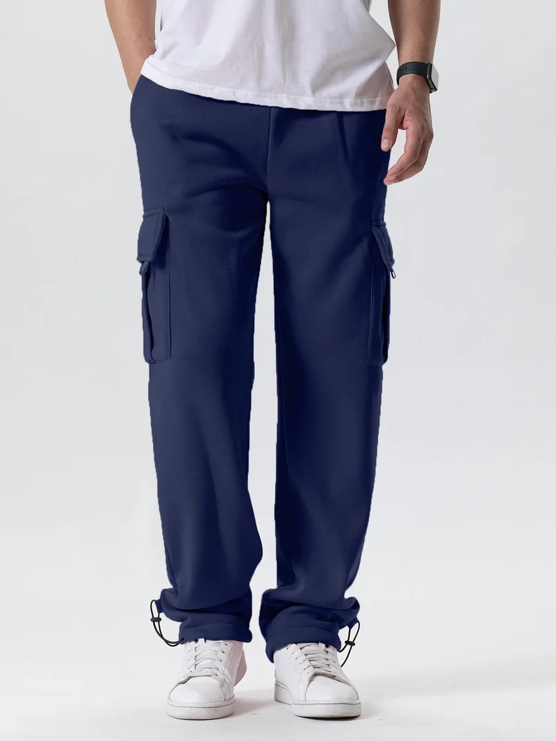 Mens Sweatpants Straight Fit Joggers for Sports and Streetwear Loose Oversized Drawstring Long Pants Men Multi-pocket Pants