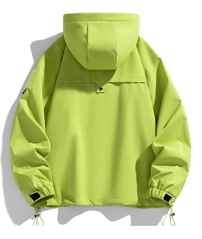 Windbreakers Men Hooded Jacket Zipper Coat Cargo Waterproof Black Bomber Camping Loose Thin Softshell Hooded Hiking Jacket