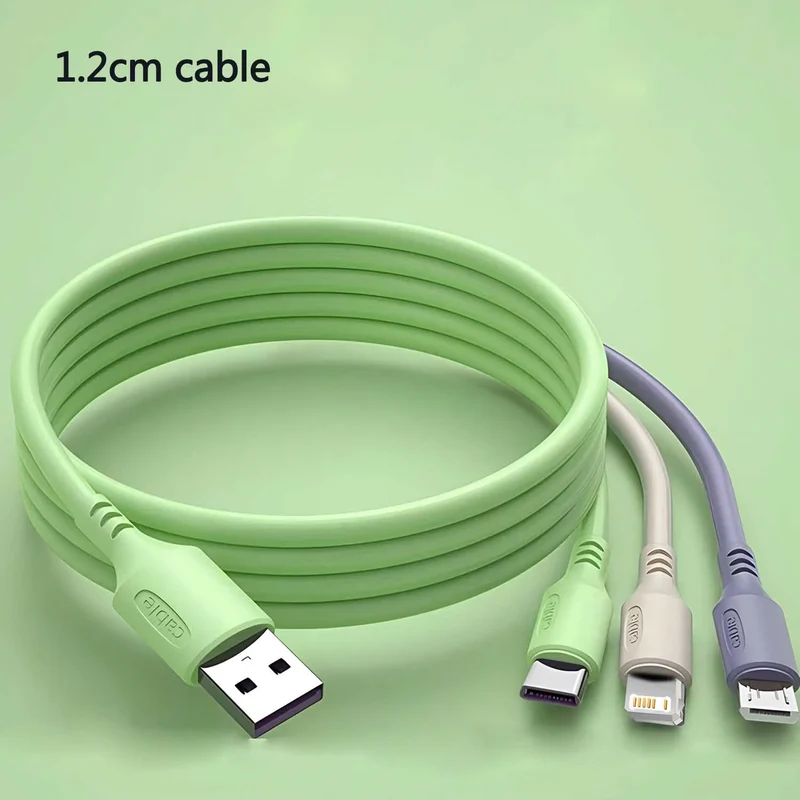 3 In 1 Fast Charging Cable For iPhone15 14 13 12 11 X Pro Max Micro USB Type-C Phone Charger USBC Data Cable
