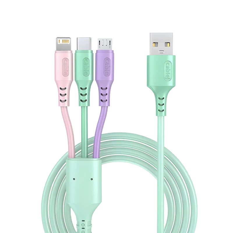 3 In 1 Fast Charging Cable For iPhone15 14 13 12 11 X Pro Max Micro USB Type-C Phone Charger USBC Data Cable