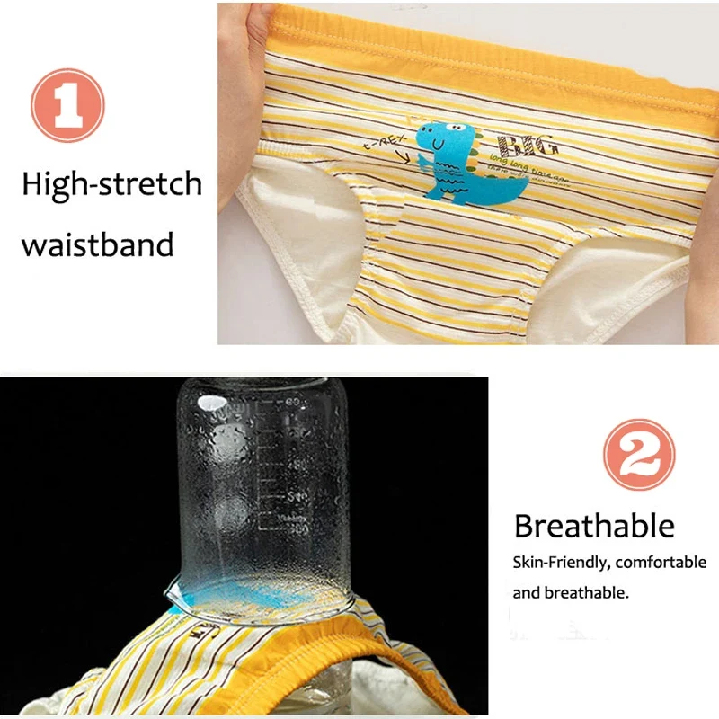 Exquisite Box Package Boys Underwear Soft Breathable Cotton Briefs For Boys Cartoon Dinosaur Kids Panties Knickers Multipack