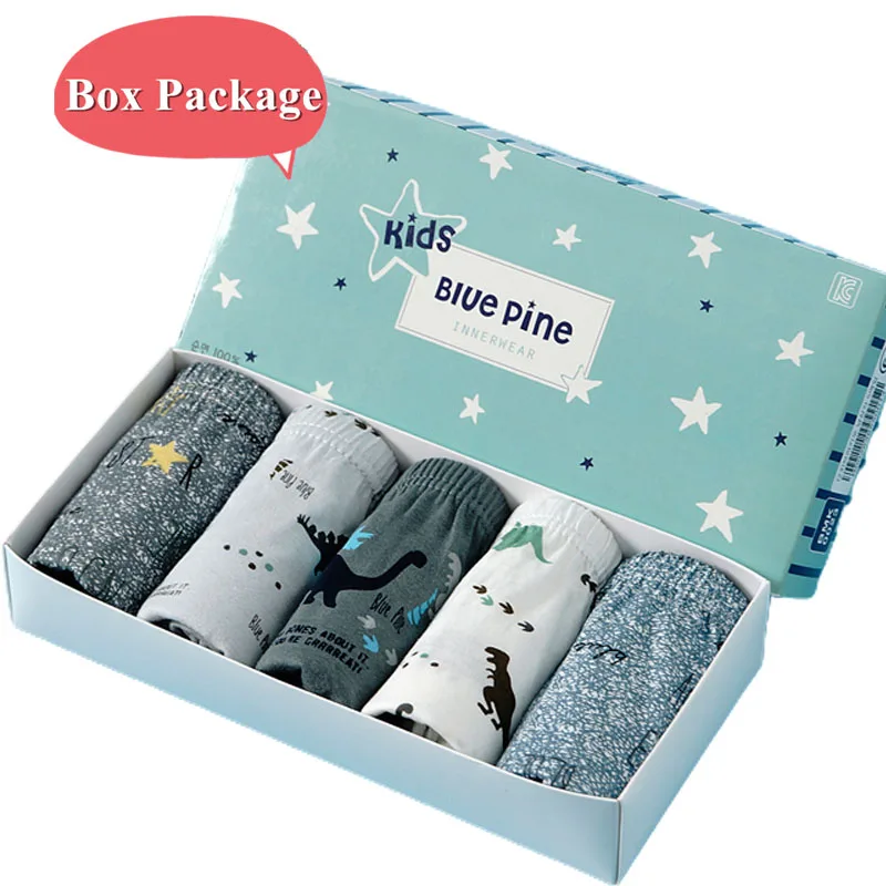 Exquisite Box Package Boys Underwear Soft Breathable Cotton Briefs For Boys Cartoon Dinosaur Kids Panties Knickers Multipack