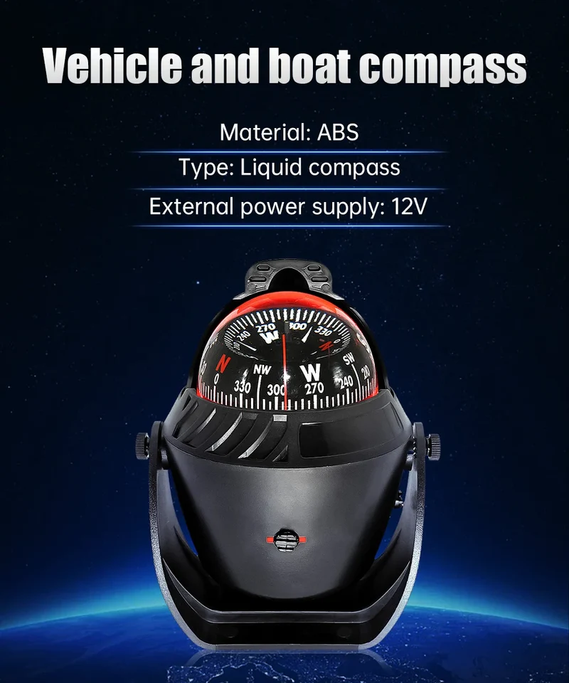 1pc Electronic Navigation Compass Sea Marine Pivoting Compass Camping Gear With Magnetic Declination Adjustment For Car Ship