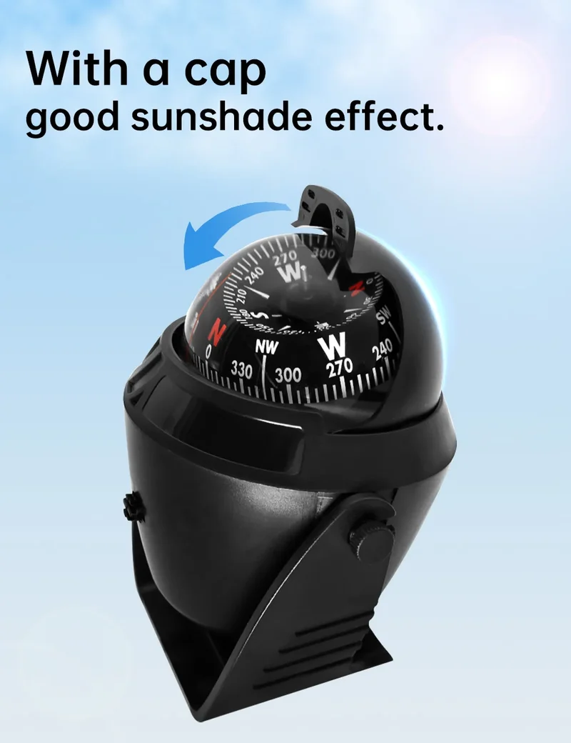 1pc Electronic Navigation Compass Sea Marine Pivoting Compass Camping Gear With Magnetic Declination Adjustment For Car Ship
