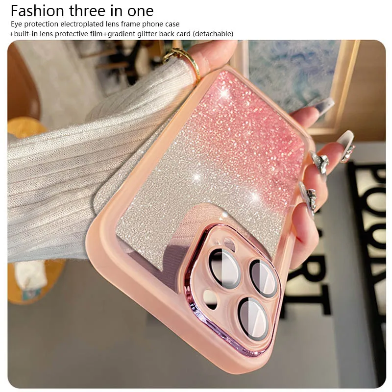 Fashion Bling Glitter Phone Case For iPhone 16 E 15 Pro Max 14 Plus 13 12 11 Luxury Shockproof Bumper Silicone Clear Back Cover