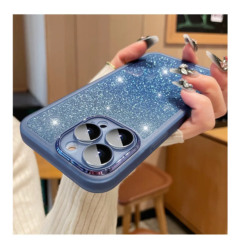 Fashion Bling Glitter Phone Case For iPhone 16 E 15 Pro Max 14 Plus 13 12 11 Luxury Shockproof Bumper Silicone Clear Back Cover