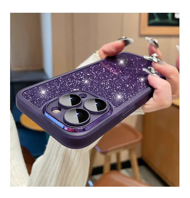 Fashion Bling Glitter Phone Case For iPhone 16 E 15 Pro Max 14 Plus 13 12 11 Luxury Shockproof Bumper Silicone Clear Back Cover