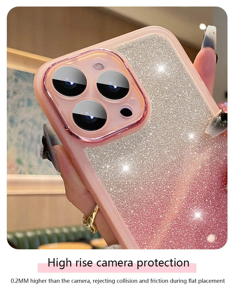 Fashion Bling Glitter Phone Case For iPhone 16 E 15 Pro Max 14 Plus 13 12 11 Luxury Shockproof Bumper Silicone Clear Back Cover
