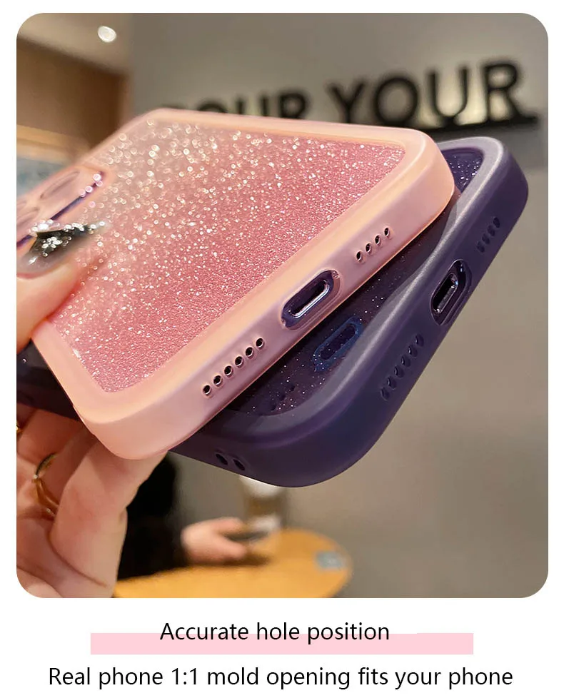 Fashion Bling Glitter Phone Case For iPhone 16 E 15 Pro Max 14 Plus 13 12 11 Luxury Shockproof Bumper Silicone Clear Back Cover