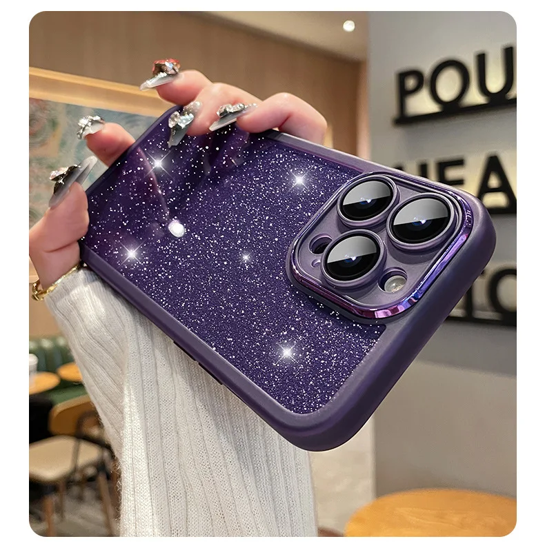 Fashion Bling Glitter Phone Case For iPhone 16 E 15 Pro Max 14 Plus 13 12 11 Luxury Shockproof Bumper Silicone Clear Back Cover