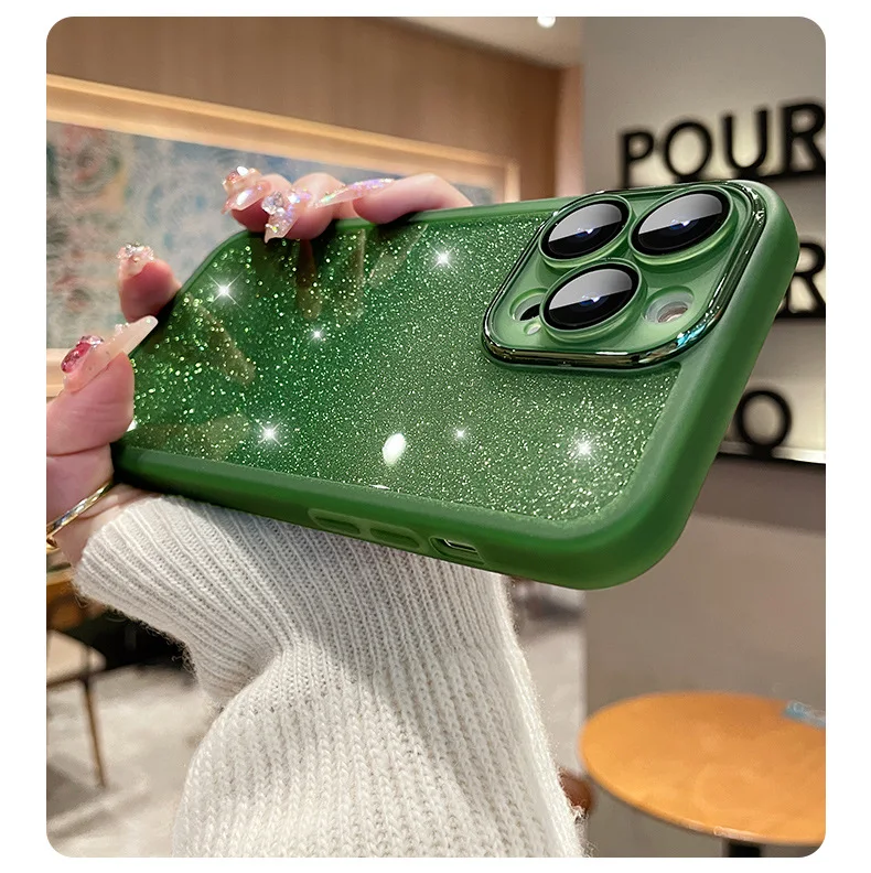 Fashion Bling Glitter Phone Case For iPhone 16 E 15 Pro Max 14 Plus 13 12 11 Luxury Shockproof Bumper Silicone Clear Back Cover
