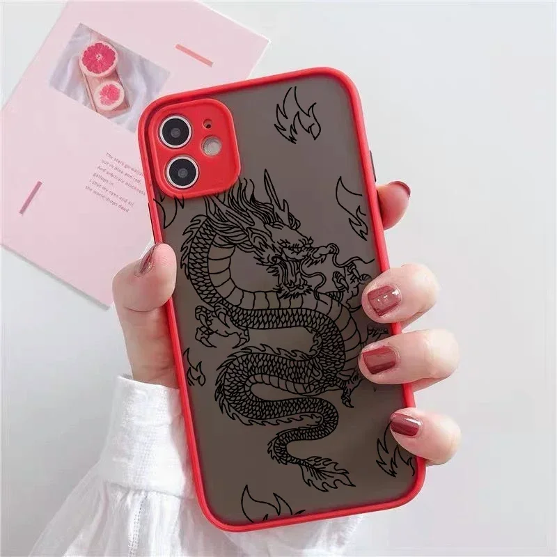 Fashion Purple Dragon Animal Pattern Phone Case For iPhone 16 15 14 13 12 11 Pro Max Mini SE 7 8 Plus Cover Glossy Hard Coque
