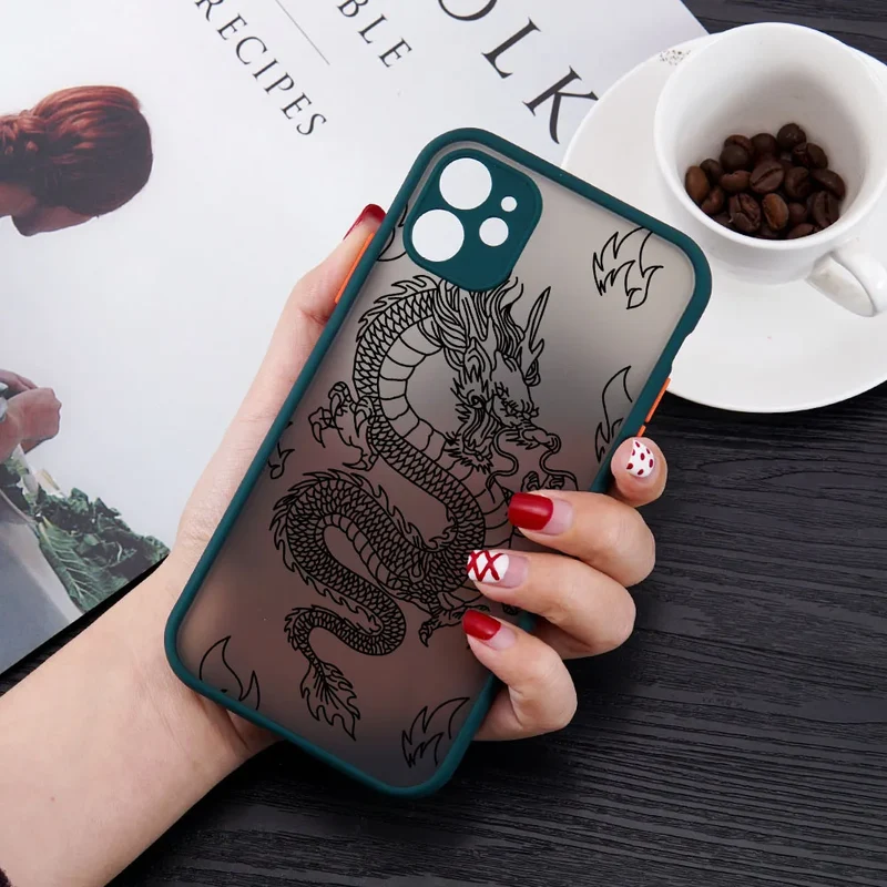 Fashion Purple Dragon Animal Pattern Phone Case For iPhone 16 15 14 13 12 11 Pro Max Mini SE 7 8 Plus Cover Glossy Hard Coque