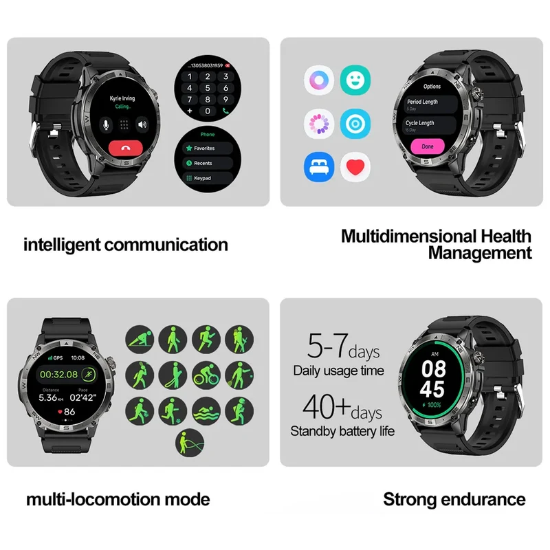 NORTH EDGE NEW GPS Smart Watch 1.43'' HD AMOLED Display Built-in GPS Altitude Barometer Compass Bluetooth Phone Call Smartwatch