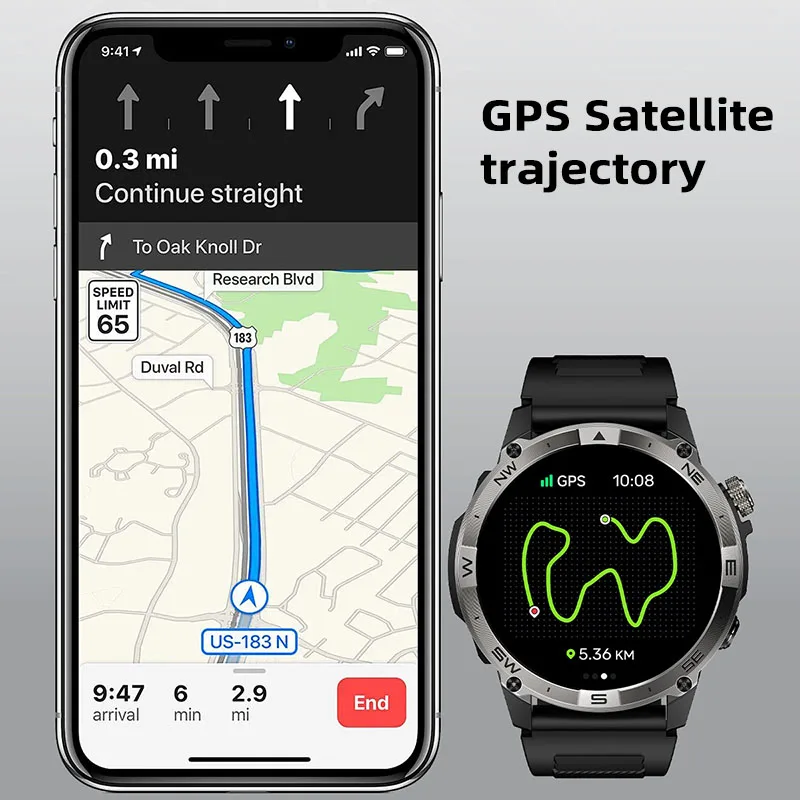 NORTH EDGE NEW GPS Smart Watch 1.43'' HD AMOLED Display Built-in GPS Altitude Barometer Compass Bluetooth Phone Call Smartwatch