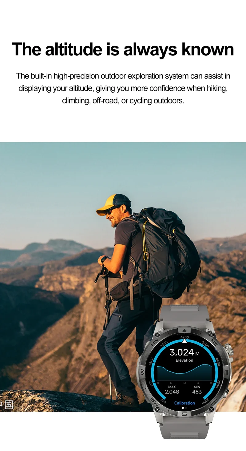 NORTH EDGE NEW GPS Smart Watch 1.43'' HD AMOLED Display Built-in GPS Altitude Barometer Compass Bluetooth Phone Call Smartwatch