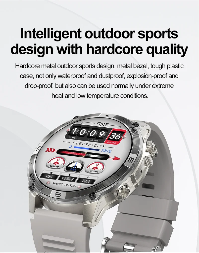 NORTH EDGE NEW GPS Smart Watch 1.43'' HD AMOLED Display Built-in GPS Altitude Barometer Compass Bluetooth Phone Call Smartwatch