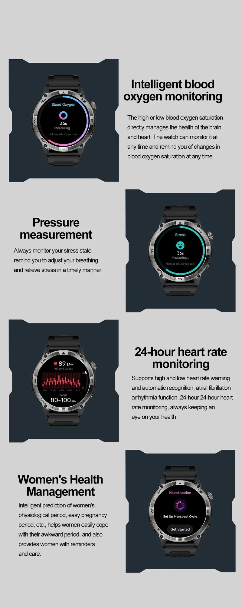 NORTH EDGE NEW GPS Smart Watch 1.43'' HD AMOLED Display Built-in GPS Altitude Barometer Compass Bluetooth Phone Call Smartwatch