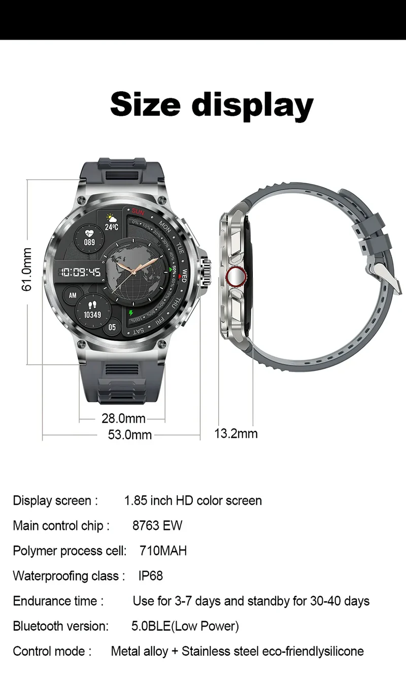 New 1.85-inch Ultra HD SmartWatch GPS Track Bluetooth Call 710 Mah Large Battery Sports Fitness smartwatch 2026 clock Gift Hot