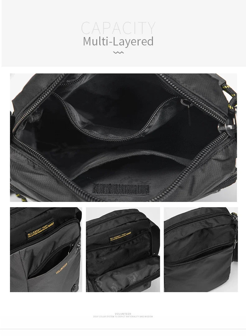 VOLUNTEER Shoulder Bag for Men New Light Weight Commuter Fashion Oxford Cloth Versatile Solid Phone Crossbody Bags Man 1698-08