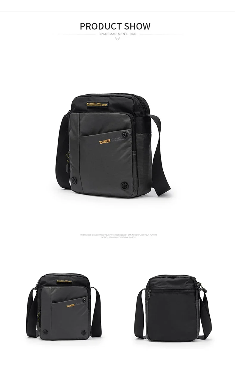VOLUNTEER Shoulder Bag for Men New Light Weight Commuter Fashion Oxford Cloth Versatile Solid Phone Crossbody Bags Man 1698-08