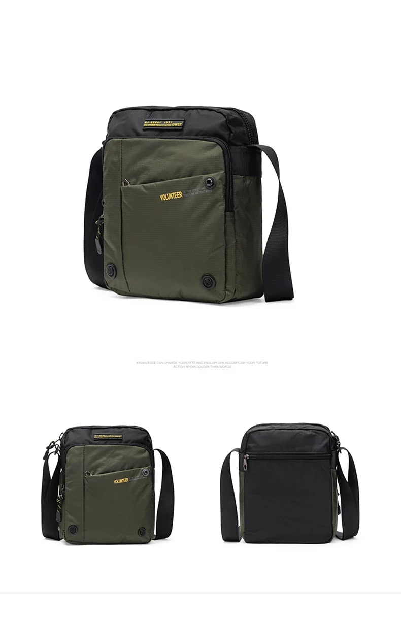 VOLUNTEER Shoulder Bag for Men New Light Weight Commuter Fashion Oxford Cloth Versatile Solid Phone Crossbody Bags Man 1698-08