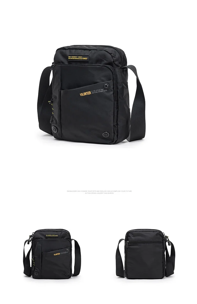 VOLUNTEER Shoulder Bag for Men New Light Weight Commuter Fashion Oxford Cloth Versatile Solid Phone Crossbody Bags Man 1698-08