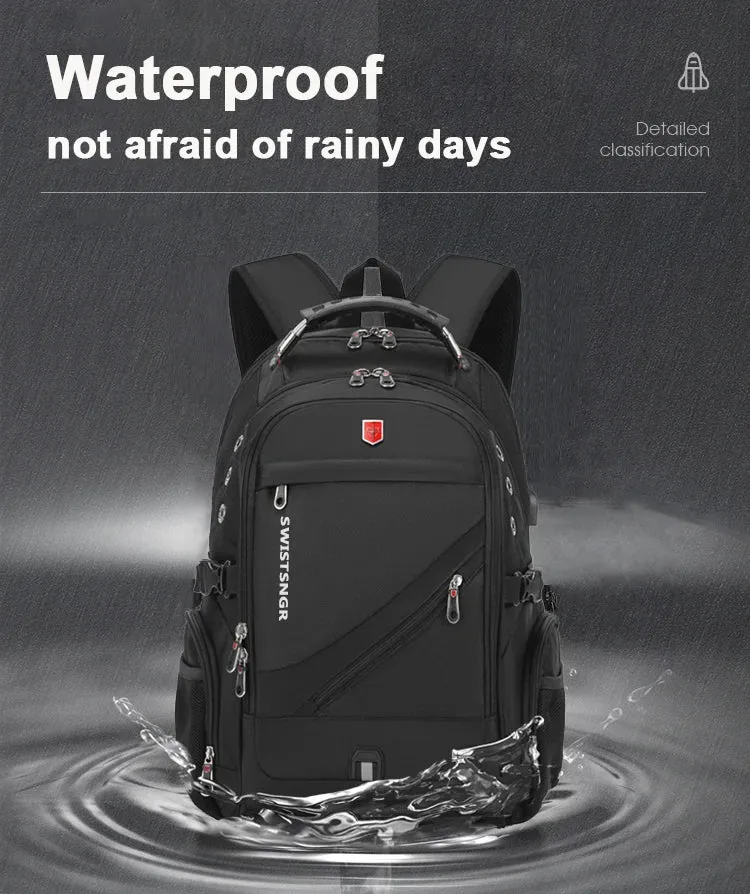 Waterproof 15.6/17.3 Inch Laptop Backpack Men USB Charging Swiss Backpack Travel Women Rucksack Male Vintage School Bag Mochila