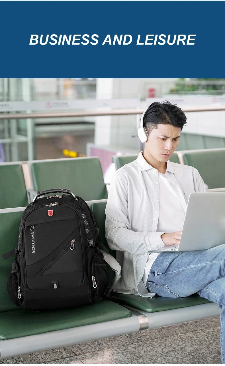 Waterproof 15.6/17.3 Inch Laptop Backpack Men USB Charging Swiss Backpack Travel Women Rucksack Male Vintage School Bag Mochila