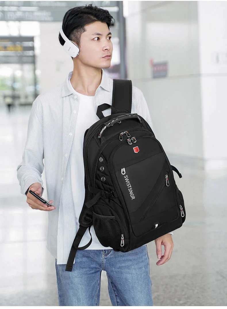 Waterproof 15.6/17.3 Inch Laptop Backpack Men USB Charging Swiss Backpack Travel Women Rucksack Male Vintage School Bag Mochila