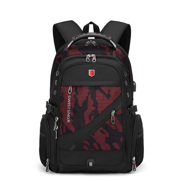 Waterproof 15.6/17.3 Inch Laptop Backpack Men USB Charging Swiss Backpack Travel Women Rucksack Male Vintage School Bag Mochila