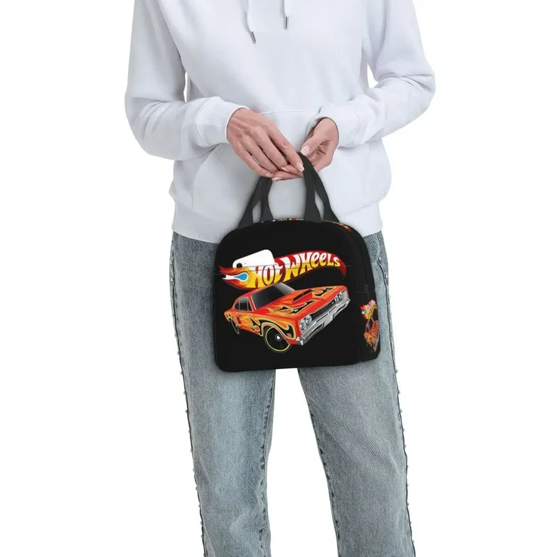 Custom Hot Wheels For Fans Thermal Insulated Lunch Bag Cartoon Sport Car Portable Lunch Container Travel Multifunction Food Box