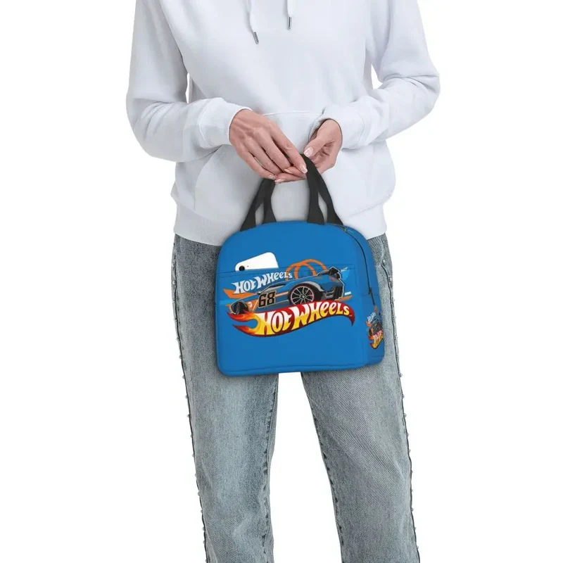 Custom Hot Wheels For Fans Thermal Insulated Lunch Bag Cartoon Sport Car Portable Lunch Container Travel Multifunction Food Box