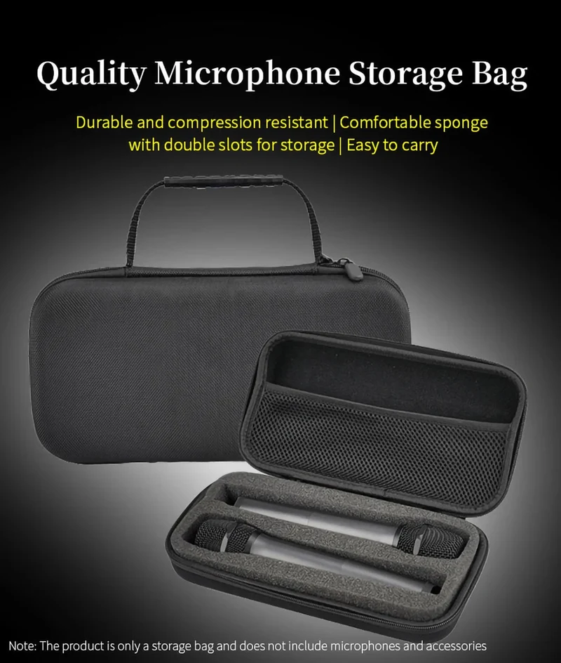 Hard EVA Microphone Storage Bag Transmitter Box Portable Bluetooth K Song Travel Carrying Case