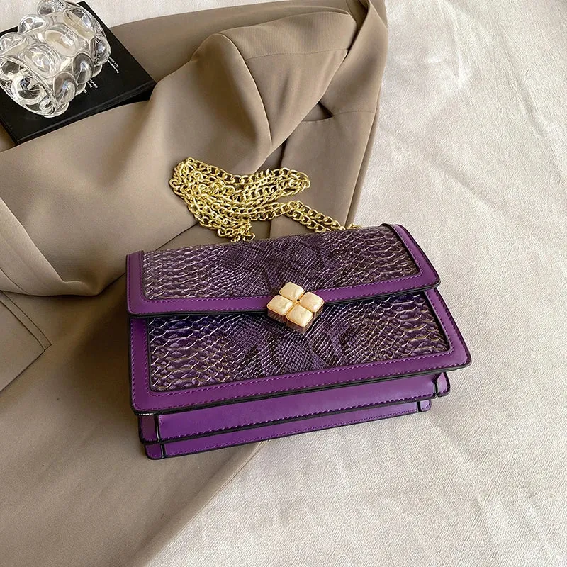 Luxury Purple Women's Single Shoulder Bag Pu Leather Ladies Bag Femme Designer Handbag Purse Flap Messenger Bag Brand Sac A Main