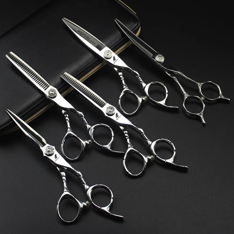 6.0 Inch FZC New Fashion Design Beauty Barber Flat Scissors Tooth 1 Set of 5 Kind of Scissors Single Hairdressing Scissor HS-860