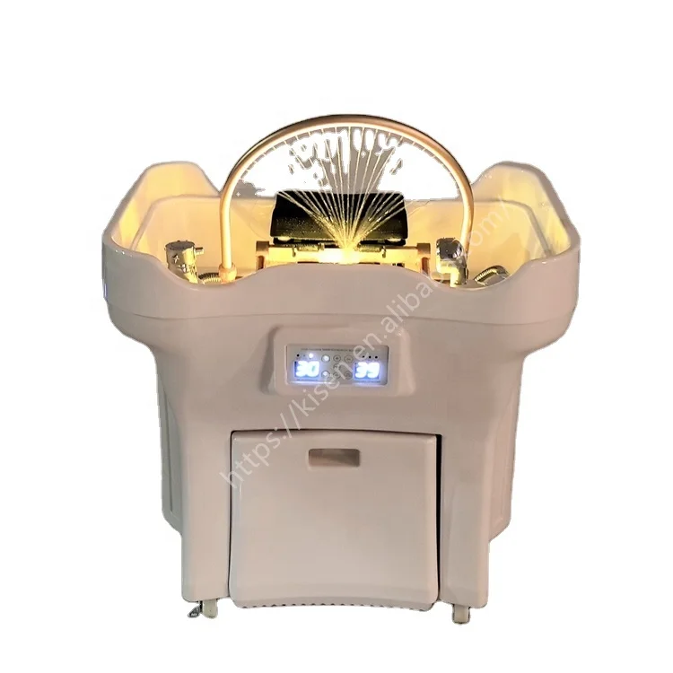 Kisen Best Quality Beauty Salon Portable Shampoo Basin with Water Circulation and Double Water tank Dual-function Head Spa Bowl
