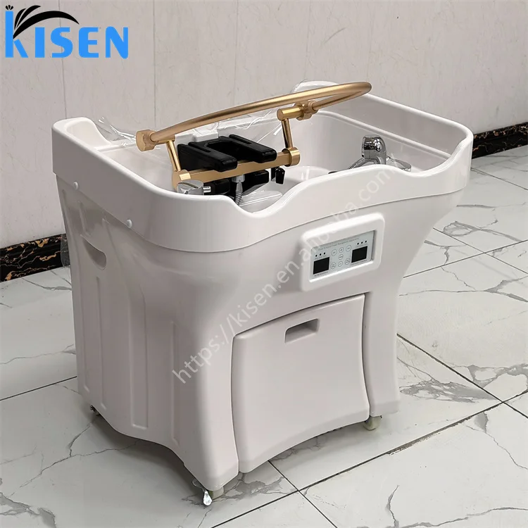 Kisen Best Quality Beauty Salon Portable Shampoo Basin with Water Circulation and Double Water tank Dual-function Head Spa Bowl