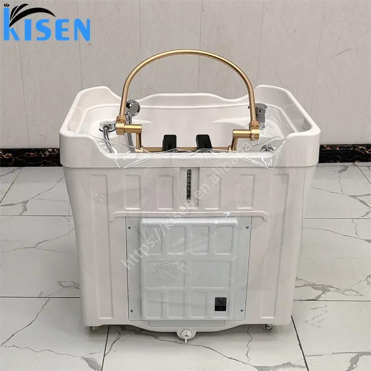 Kisen Best Quality Beauty Salon Portable Shampoo Basin with Water Circulation and Double Water tank Dual-function Head Spa Bowl