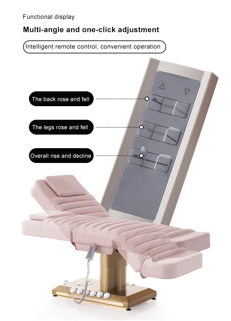 HICOMED Factory Supplier Luxury 3 Motor Electric Beauty Massage Bed for Eyelash Extensions Facials and Waxing Beauty Bed
